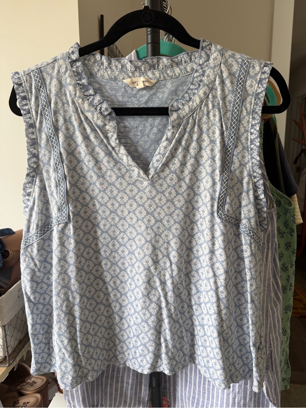 Lucky Brand Pale Blue Printed Sleeveless Camisole